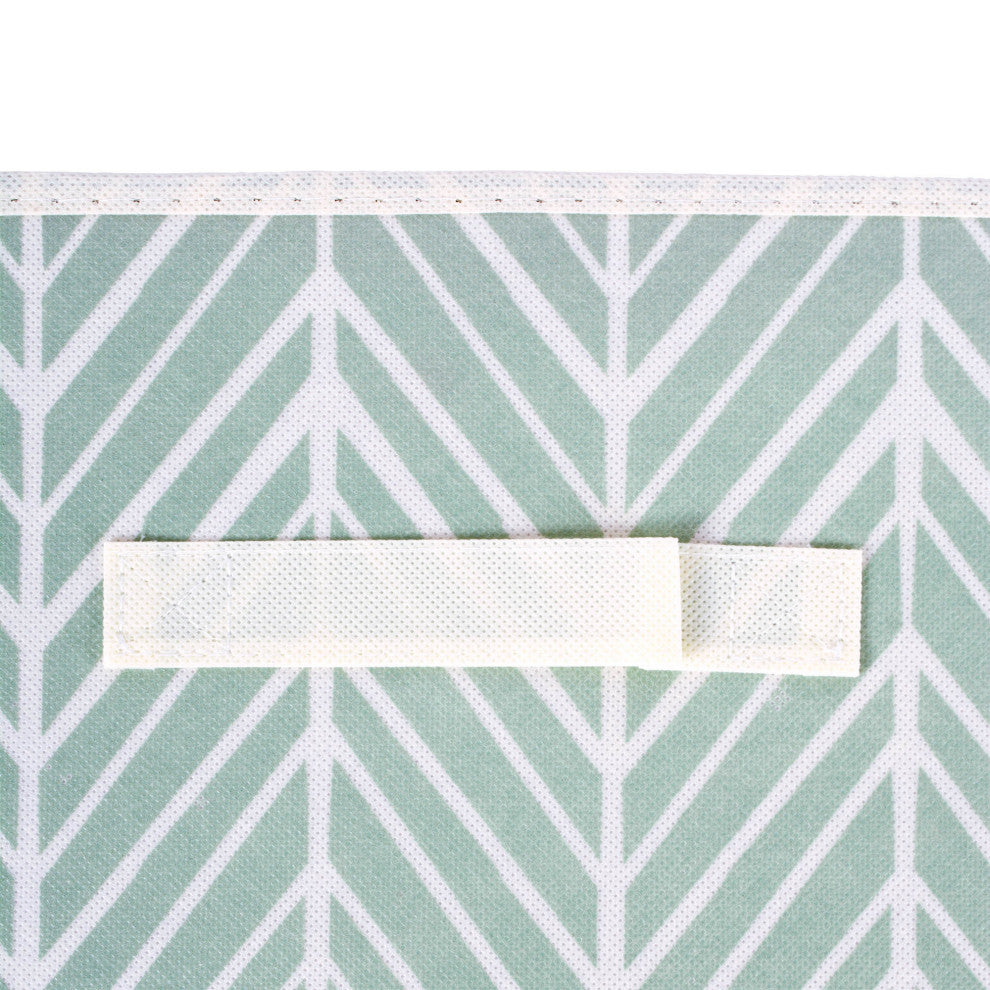 Nonwoven Polyester Cube Herringbone Mint Square 11"x11"x11", Set Of 2
