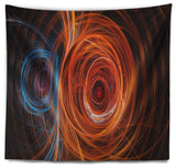 Brown Abstract Fractal Circles Abstract Wall Tapestry, 39"x32"