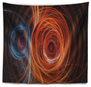 Brown Abstract Fractal Circles Abstract Wall Tapestry, 39"x32"