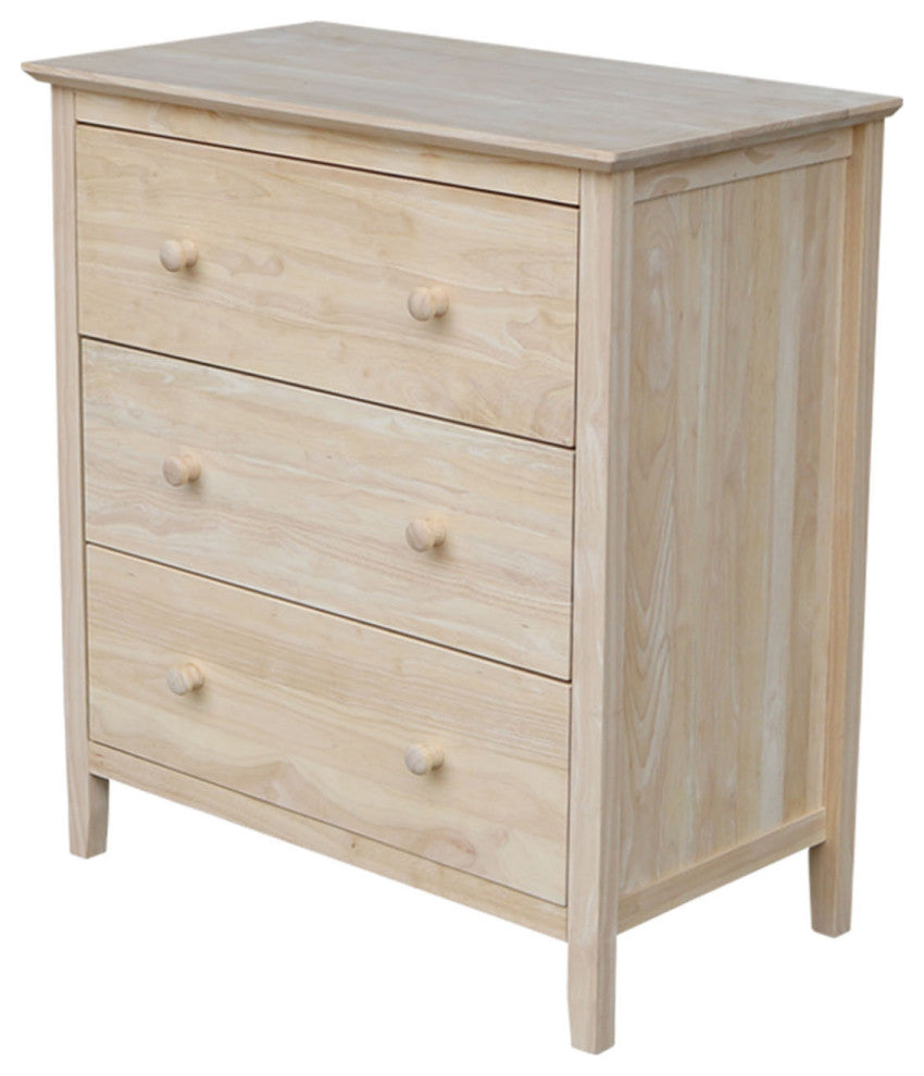 Solid Wood Dresser Chest With 3 Drawers