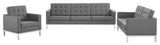 Loft Tufted Upholstered Faux Leather 3 Piece Set Silver Gray