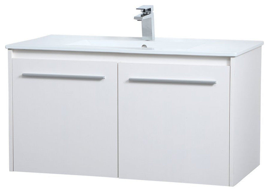 Single Bathroom Floating Vanity, White, 36"