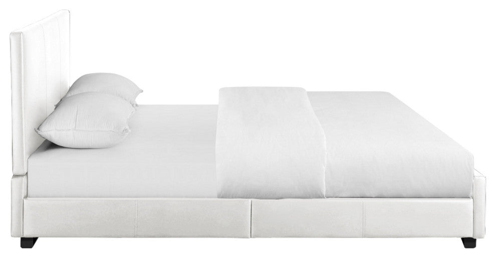 White Upholstered Twin Platform Bed