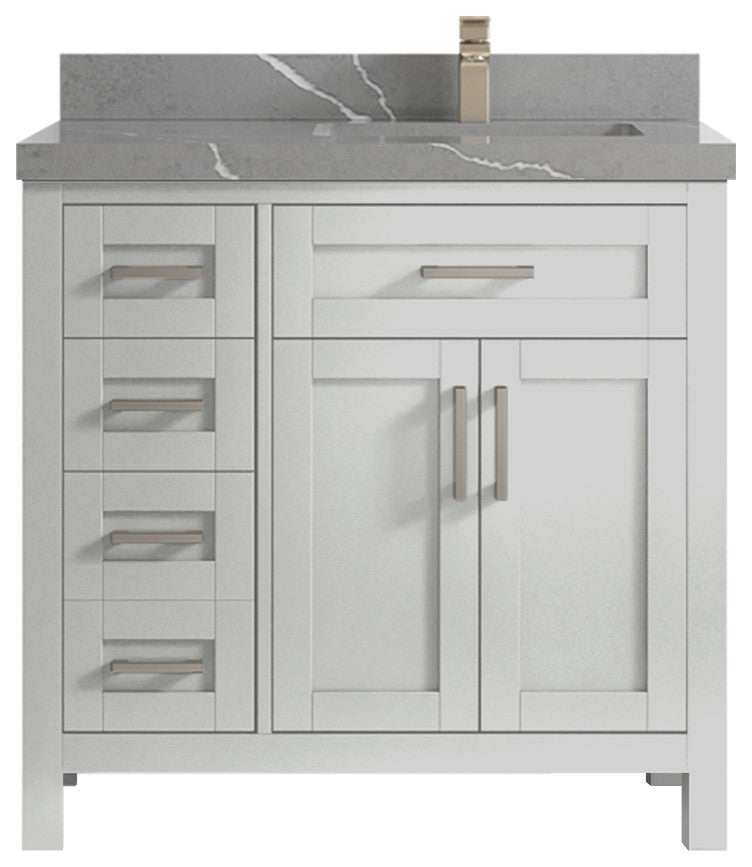 Cambridge 36" Right Offset Bath Vanity in Coventry Gray 2" Piatra Gray
