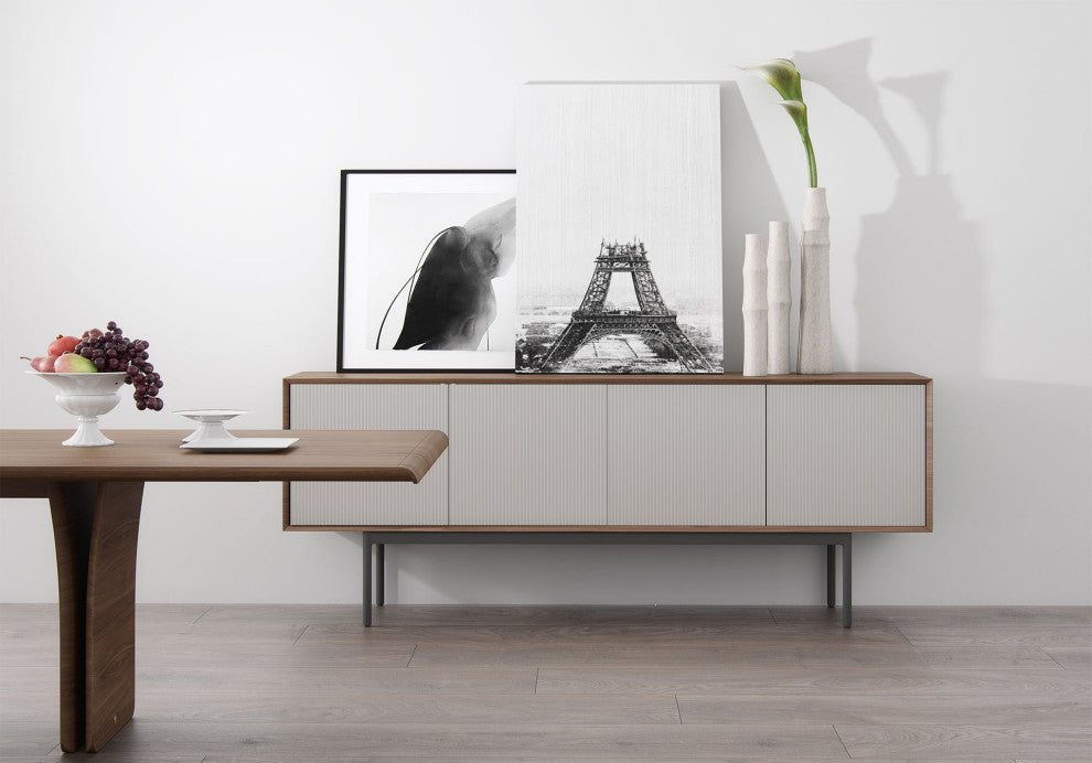Calais Sideboard in Walnut and Matte Chateau Gray