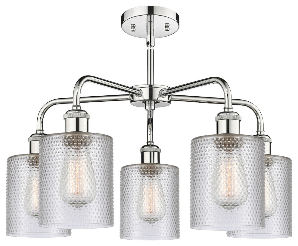 Cobbleskill 5-Light 23" Stem Chandelier, Polished Chrome Finish, Clear Shade