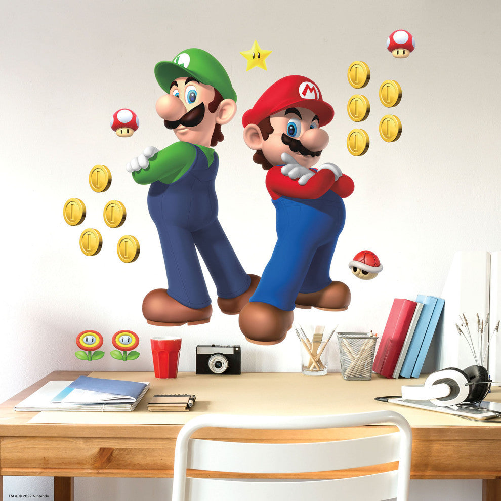 Super Mario Luigi And Mario Giant Peel and Stick Wall Decals