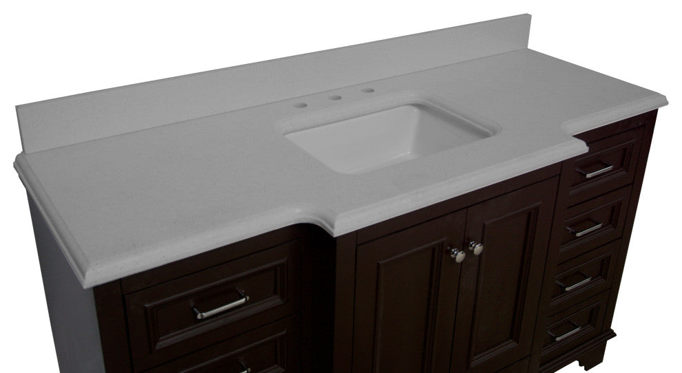 Nantucket 60" Bath Vanity, Chocolate, Quartz, Single Vanity