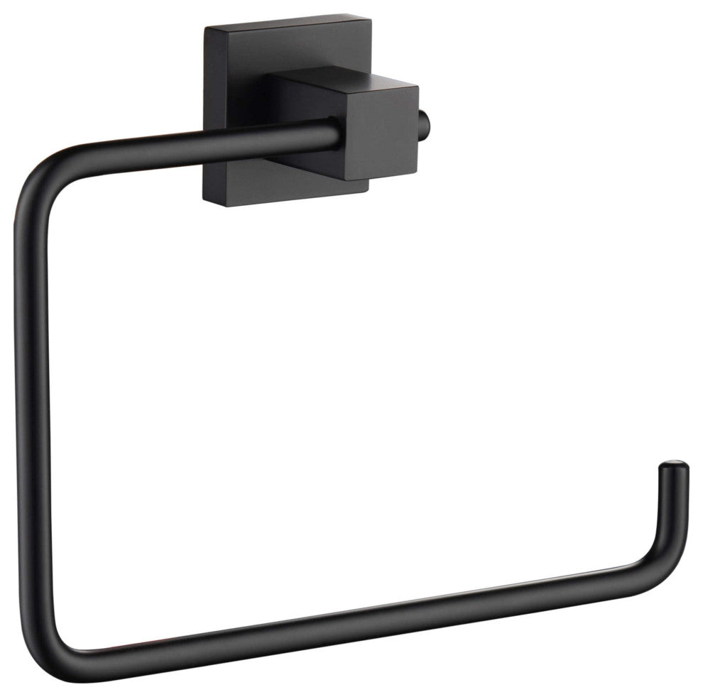 Cube Bathroom Towel Ring, Matte Black