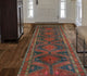 Fine Vintage Distressed Luciana Burgundy/Navy Runner, 4'3x10'9