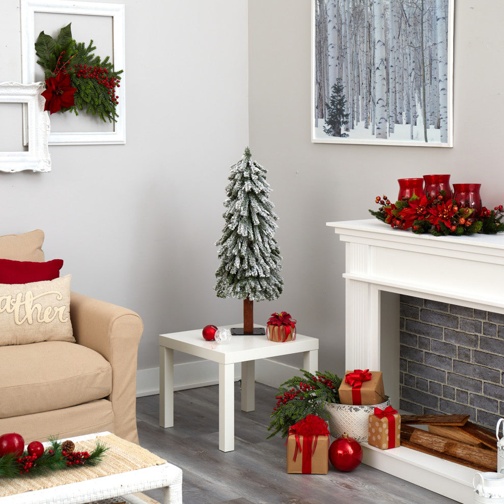 Nearly Natural 3ï¿½Flocked Grand Alpine Artificial Christmas Tree/ 50 Clear Lights