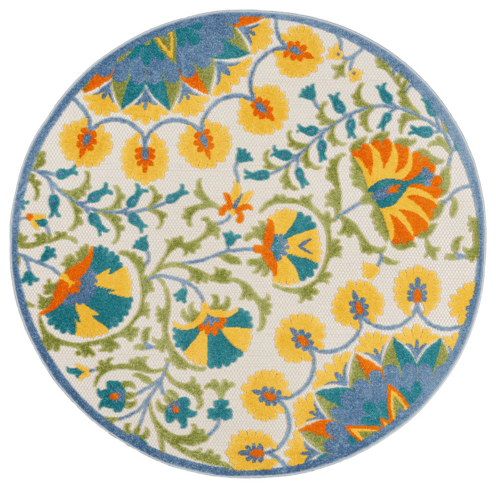 Nourison Aloha 4' x Round Multicolor Transitional Area Rug