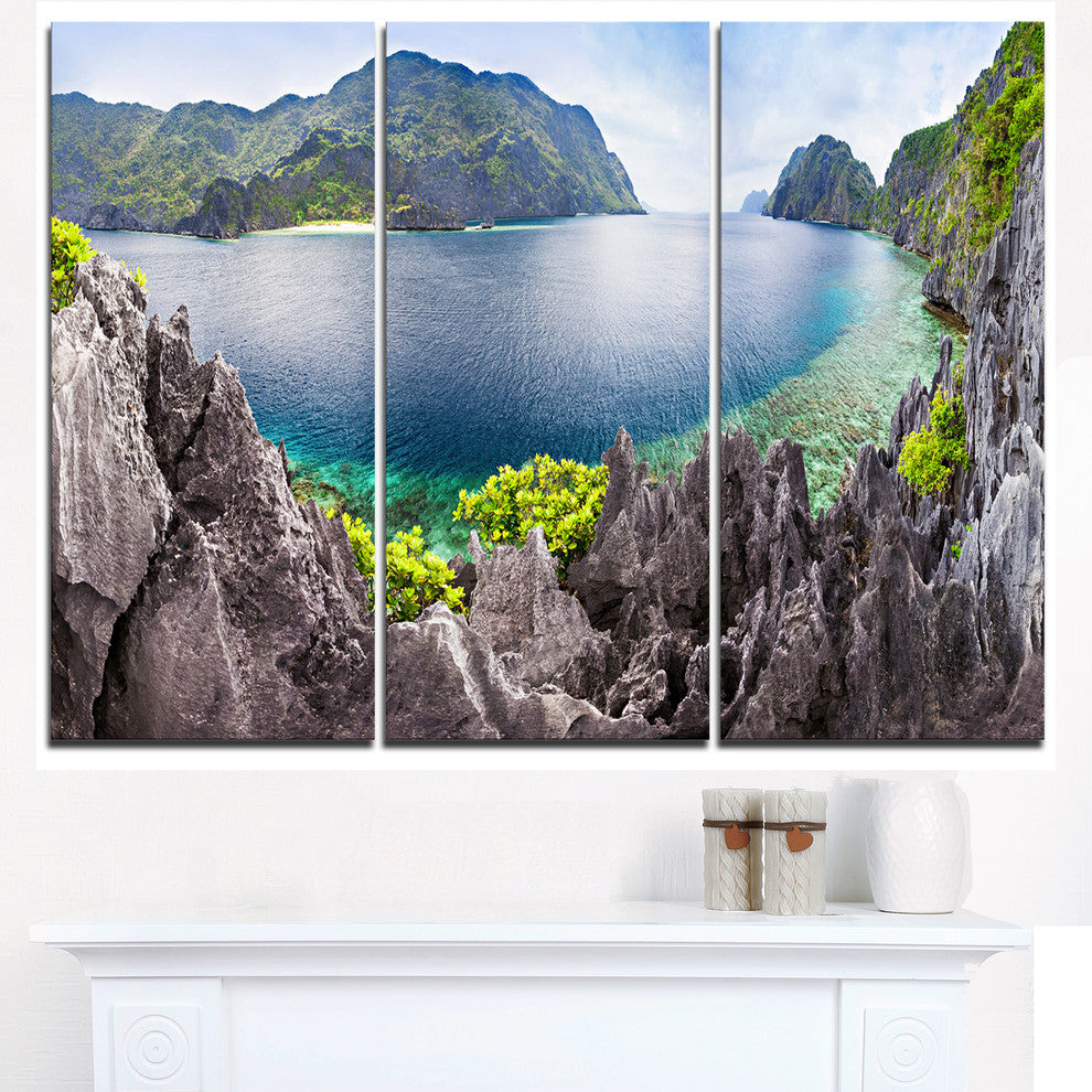 "The Lagoon Panorama" Art Print Canvas, 3 Panels, 36"x28"