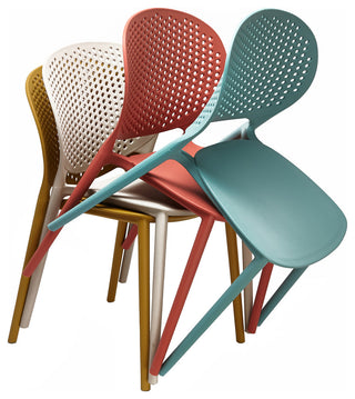 Stackable Plastic Armless Side Dining Chairs Fully Assembled Set of 2, White