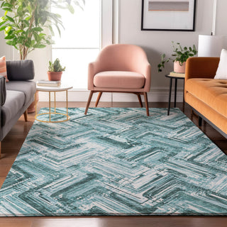 Premium Machine Washable Mayfield AMF630 Teal 3' x 5' Rug