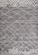 Asilah Moroccan Modern Diamond Runner Rug, Gray, 3'x5'