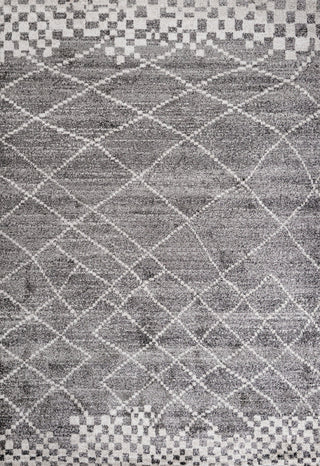 Asilah Moroccan Modern Diamond Runner Rug, Gray, 3'x5'