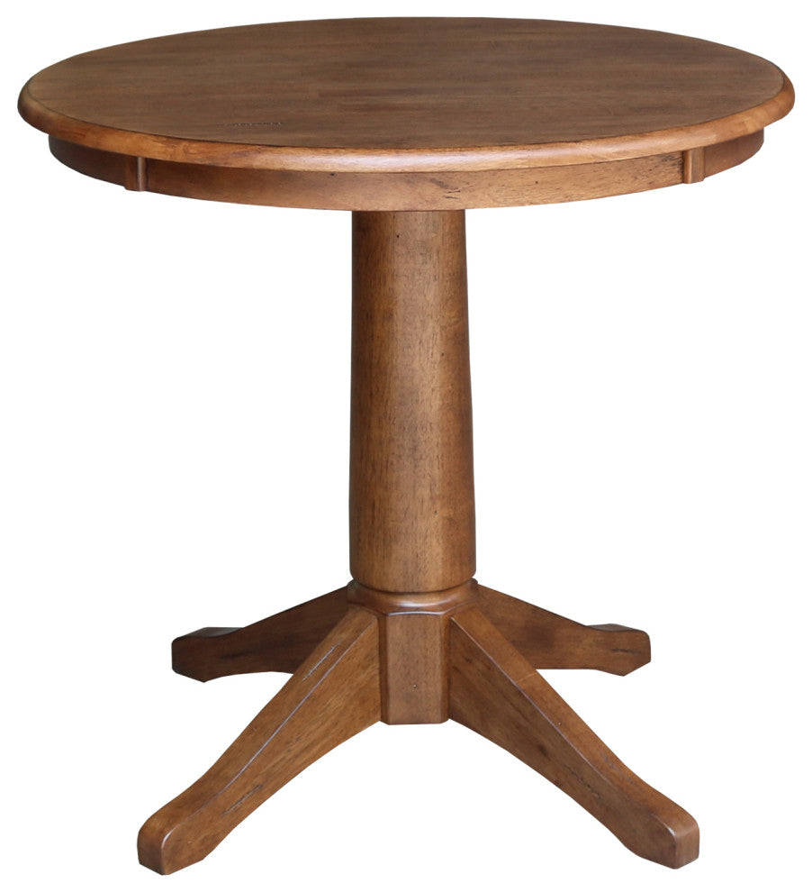 30" Round Top Pedestal Dining Table with 2 Madrid Ladderback Chairs