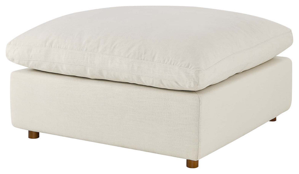 Ottoman Accent Chair, Beige, Fabric, Modern, Lounge Cafe Hotel Hospitality