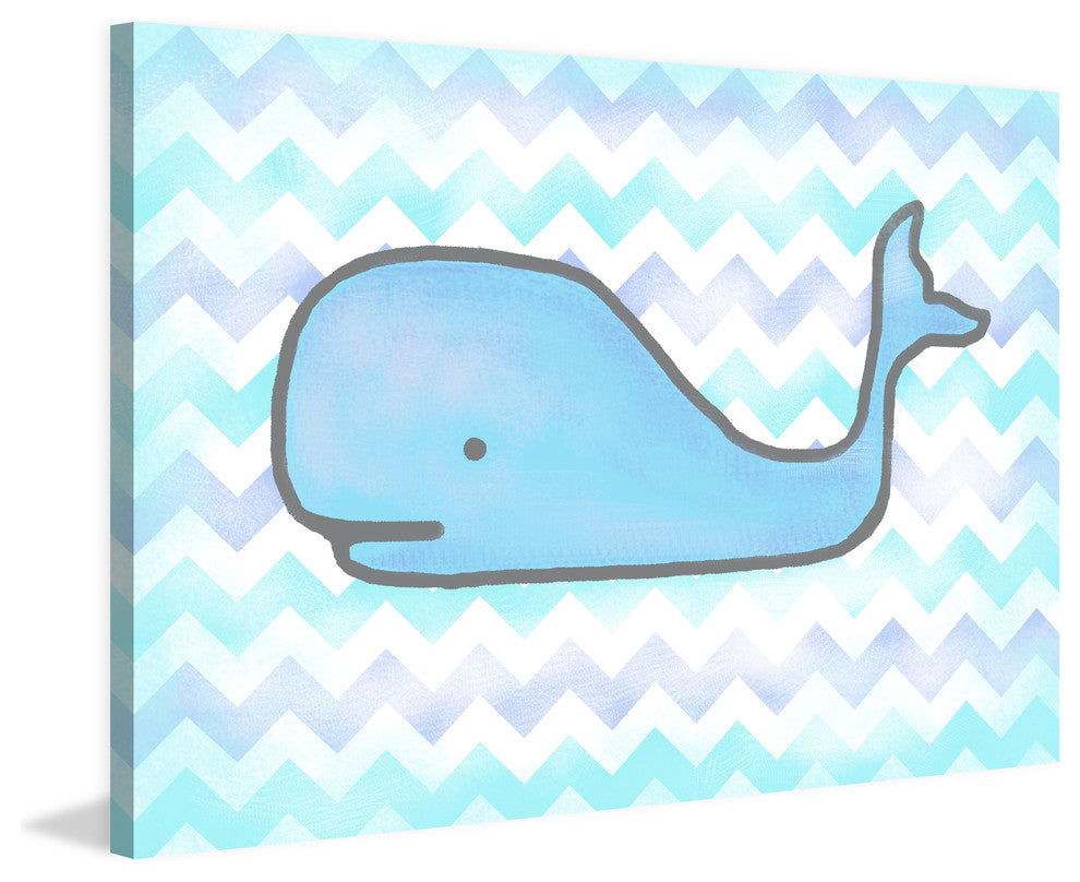 Marmont Hill, "Baby Blue Whale" by Reesa Qualia Painting Wrapped Canvas, 60x40