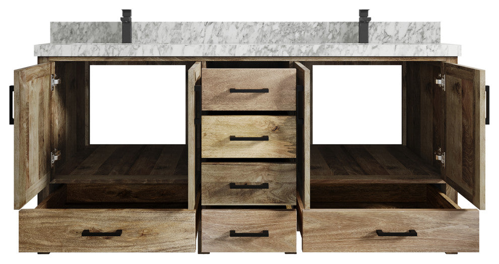 Malibu Mango 72 Double Sink Bath Vanity in Natural 2" Carrara Marble