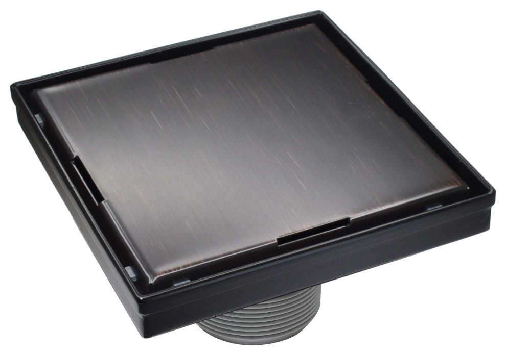 HEATGENE Square Shower Drain With Flat Cove, Venetian Bronze, 6"