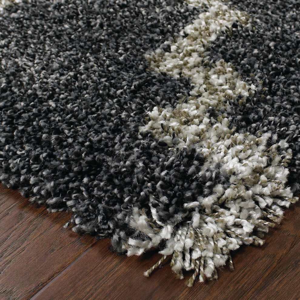 Hartley Quatrafoil Lattice Charcoal and Gray Area Rug, 9''10"x12''10"