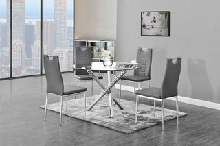 Beverly 5-Piece Round Glass Dinette Set, Grey