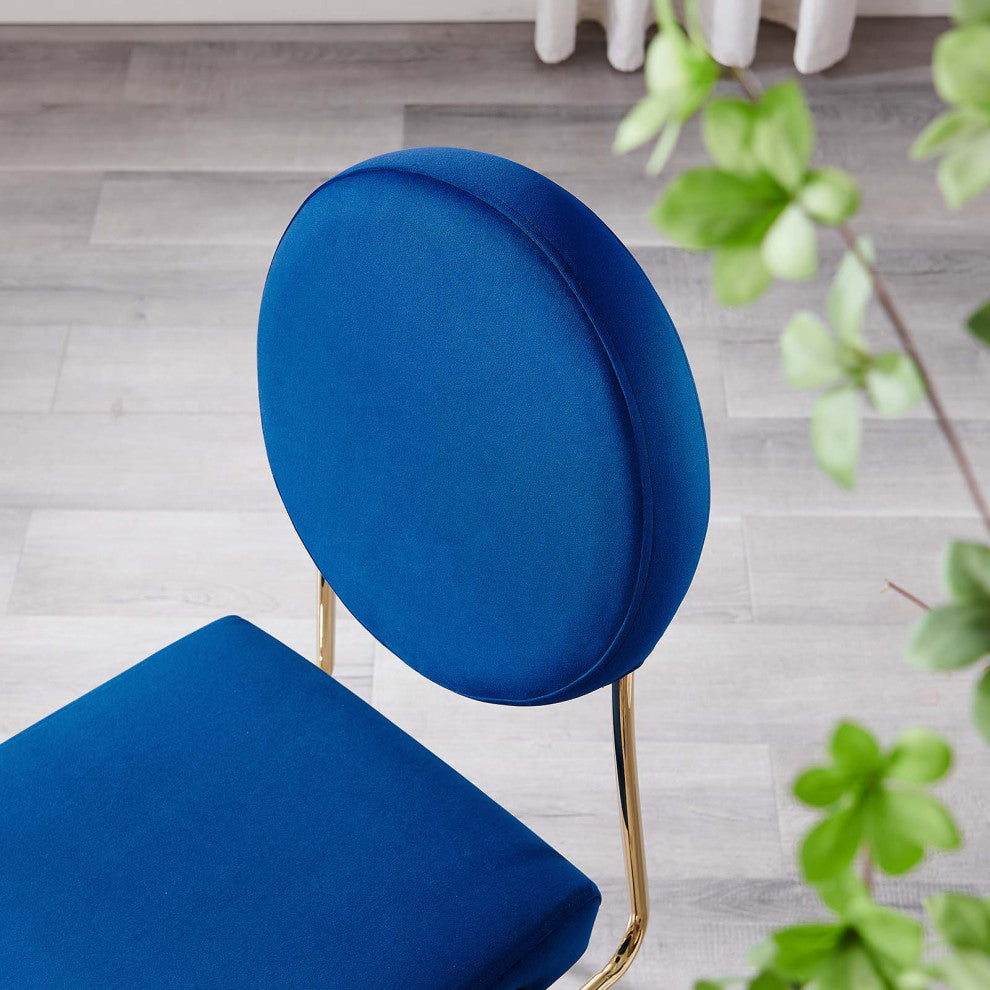 Craft Performance Velvet Dining Side Chairs, Set of 2, Gold Navy