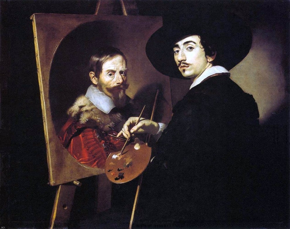 Nicolas Regnier Self-Portrait With a Portrait on an Easel Wall Decal