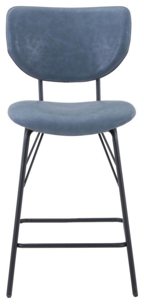 Modern Faux Leather Split-Back Upholstered Counter Height Barstool, Set of 2