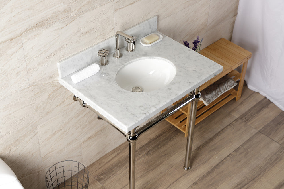 KVBH3022M86 30" Console Sink with Brass Legs (8-Inch, 3 Hole)