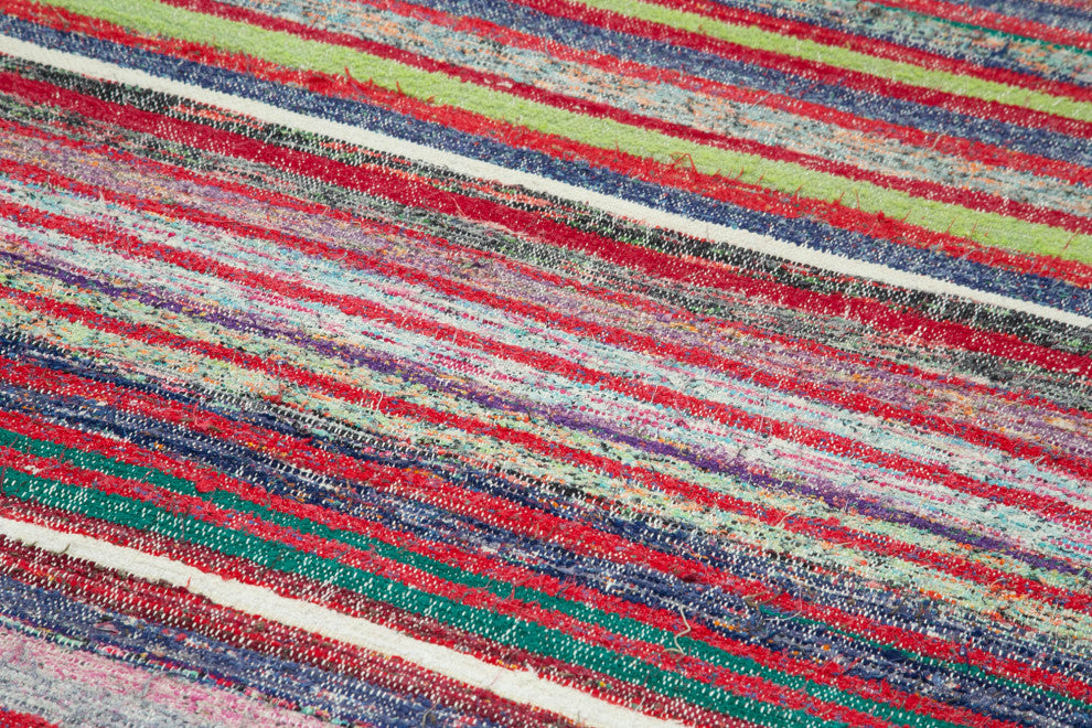 Rug N Carpet - Hand-knotted Turkish 3' 9" x 11' 5" Vintage Runner Kilim Rug