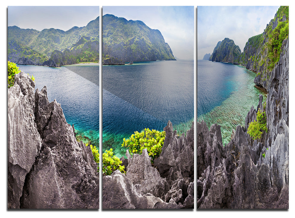 "The Lagoon Panorama" Metal Wall Art, 3 Panels, 36"x28"