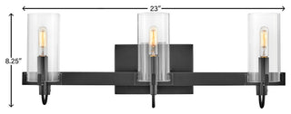Hinkley Ryden Medium Three Light Vanity, Black
