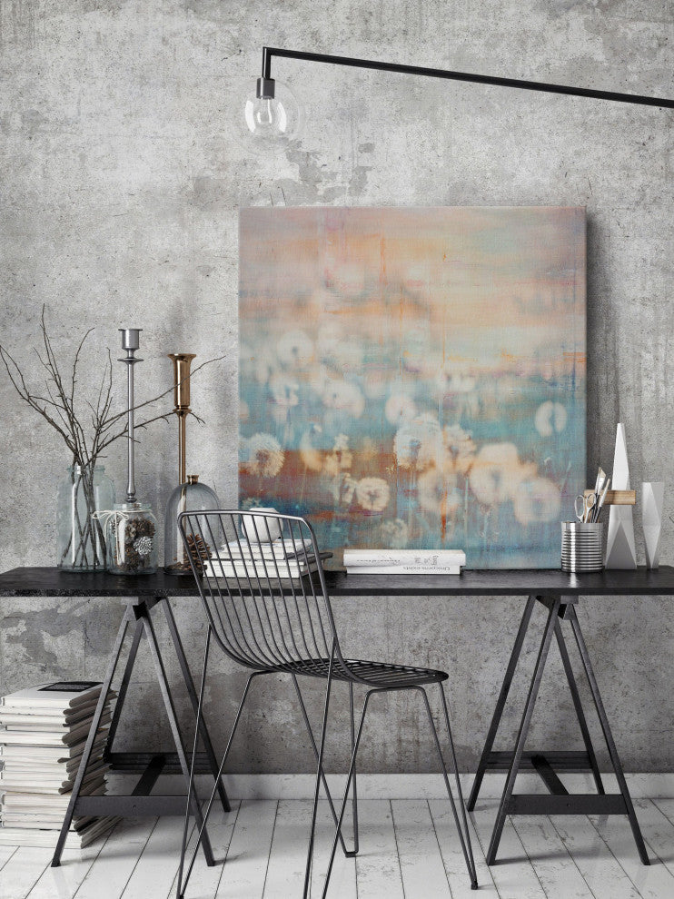 "Hazy Dandelions" Painting Print on Wrapped Canvas, 18"x18"