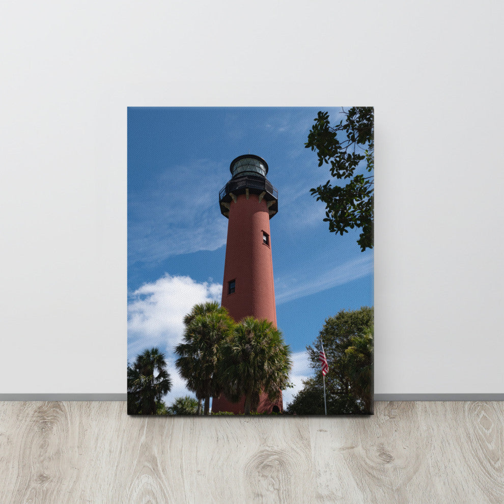Jupiter Lighthouse 2 Color Coastal Landscape Canvas Wall Art Print, 16" X 20"