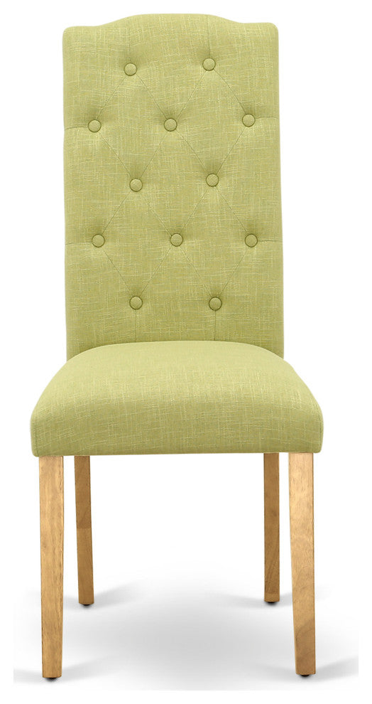 Celina Parson Chair With Oak Leg And Linen Fabric Limelight - Set Of 2