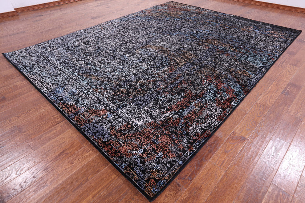 Wool and Silk Modern Handmade Rug 9' 1" X 11' 11" Q8712