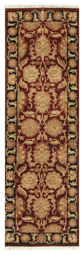 Agra Savino Traditional Red Floral Hand Knotted Wool Rug, 2' 6"x6'