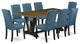 V677El121-9, 9-Piece Set Jacobean Table Top and 8 Chairs, Black