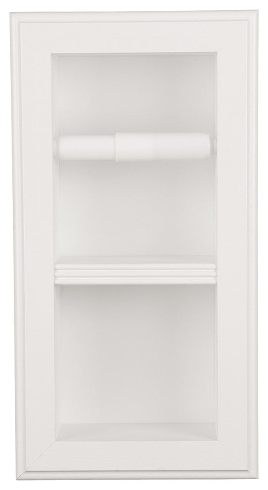 Bayshore Recessed Solid Wood Double Toilet Paper Holder 7 x 14.5, White Enamel