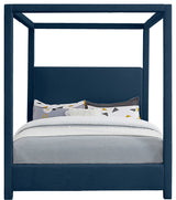 Emerson Upholstered Bed, Navy, King, Linen Textured Fabric