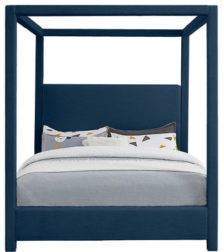Emerson Upholstered Bed, Navy, King, Linen Textured Fabric