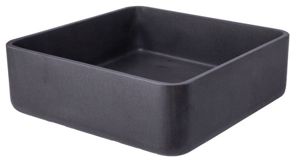Eden Bath EB_S046LS-H Thin Lip Square Vessel Sink, Black Lava Stone