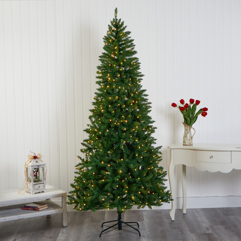 7.5' Green Valley Fir Artificial Christmas Tree With 500 Clear LED Lights