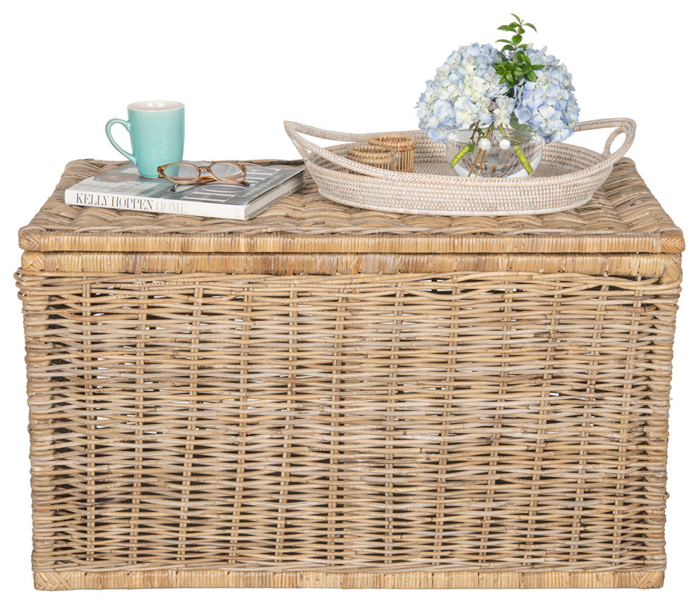 Rattan Kobo Decorative Storage Trunk With Lid, Large