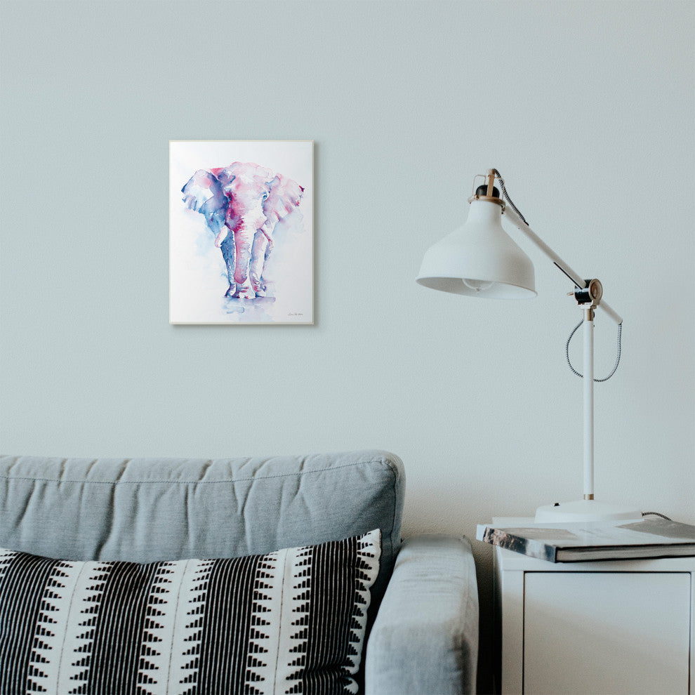 Colorful Abstract Elephant Animal Blue Painting, 10"x15"