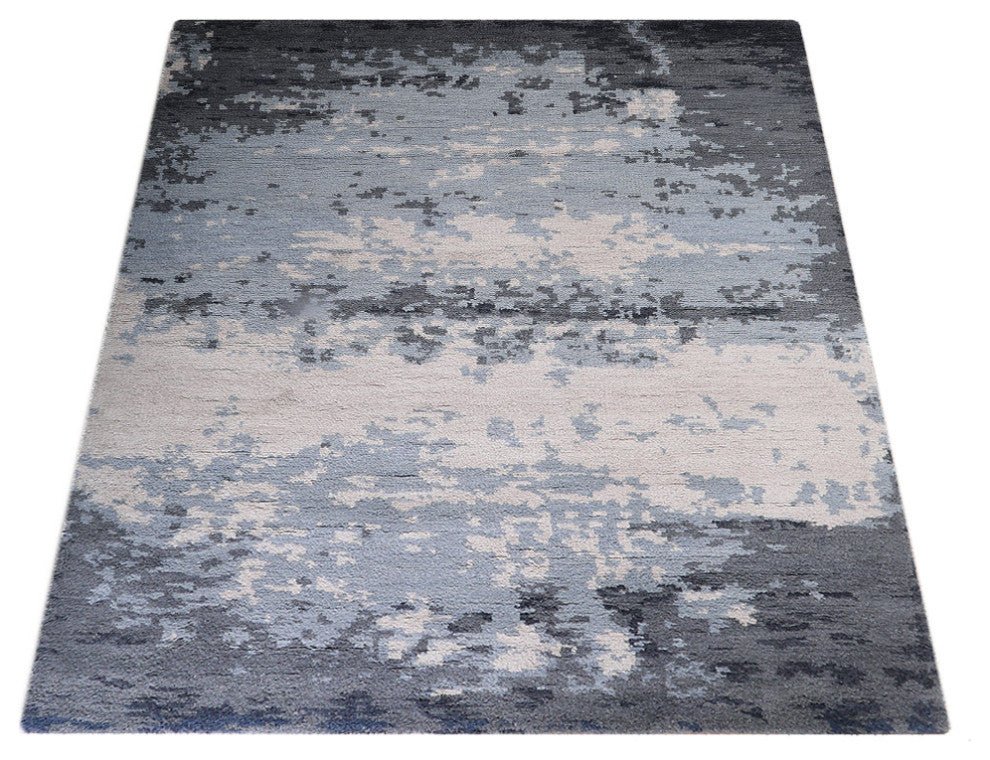 Hand Knotted Wool Area Rug Abstract Multicolor