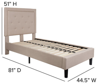 Twin Platform Bed-Beige